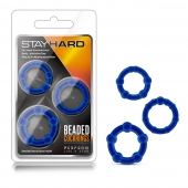 Набор из 3 синих эрекционных колец Stay Hard Beaded Cockrings - Blush Novelties - в Коломне купить с доставкой