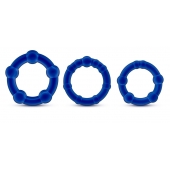 Набор из 3 синих эрекционных колец Stay Hard Beaded Cockrings - Blush Novelties - в Коломне купить с доставкой