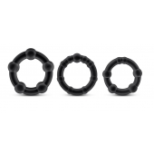Набор из 3 чёрных эрекционных колец Stay Hard Beaded Cockrings - Blush Novelties - в Коломне купить с доставкой