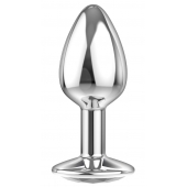 Малая серебристая анальная пробка Diamond Clear Sparkle Small с прозрачным кристаллом - 7 см. - Lola Games - купить с доставкой в Коломне