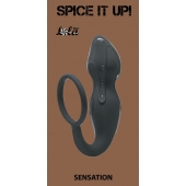 Серое эрекционное кольцо Sensation с анальным стимулятором - Lola Games - в Коломне купить с доставкой