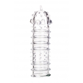 Прозрачная насадка на пенис TOYFA A-Toys с ребрами и точками - 15,3 см. - A-toys - в Коломне купить с доставкой