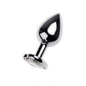 Серебристая анальная пробка с прозрачным кристаллом-сердцем - 8 см. - ToyFa - купить с доставкой в Коломне