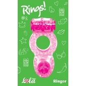 Розовое эрекционное кольцо с вибрацией Rings Ringer - Lola Games - в Коломне купить с доставкой