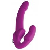 Ярко-розовый безремневой вибрострапон Evoke Vibrating Strapless Silicone Strap-on Dildo - XR Brands - купить с доставкой в Коломне