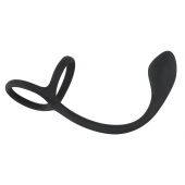 Эрекционное кольцо с утяжкой на мошонку и анальным плаг Black Velvets - Orion - в Коломне купить с доставкой