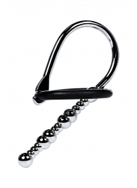 Серебристый уретральный плаг-бусины TOYFA Metal с мягким фиксириющим кольцом - ToyFa - купить с доставкой в Коломне