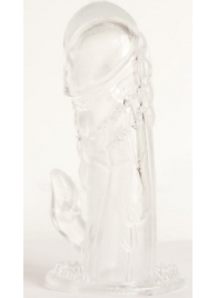 Прозрачная гелевая насадка с клиторальным отростком - 13 см. - Toyfa Basic - в Коломне купить с доставкой