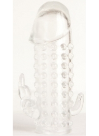 Гелевая прозрачная насадка с 2 отростками - 13 см. - Toyfa Basic - в Коломне купить с доставкой