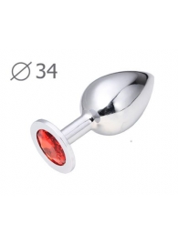 Коническая серебристая анальная втулка с красным кристаллом - 8,2 см. - Anal Jewelry Plug - купить с доставкой в Коломне