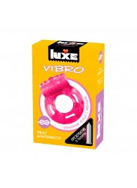 Розовое эрекционное виброкольцо Luxe VIBRO  Ужас Альпиниста  + презерватив - Luxe - в Коломне купить с доставкой