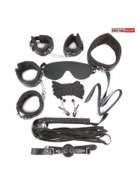Большой игровой набор БДСМ: наручники, оковы, маска, кляп, плеть, ошейник с поводком, верёвка, зажимы для сосков - Notabu - купить с доставкой в Коломне