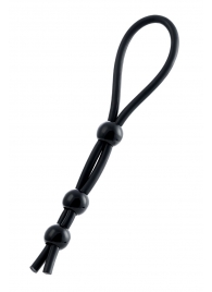 Черное лассо на пенис с тремя бусинами - A-toys - в Коломне купить с доставкой