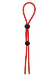 Красное лассо на пенис с двумя бусинами STRETCHY LASSO CAGE - Dream Toys - в Коломне купить с доставкой