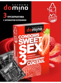 Презервативы для орального секса DOMINO Sweet Sex с ароматом клубничного коктейля  - 3 шт. - Domino - купить с доставкой в Коломне