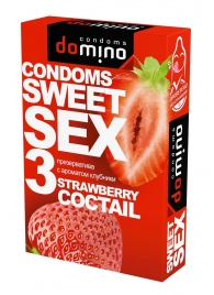 Презервативы для орального секса DOMINO Sweet Sex с ароматом клубничного коктейля  - 3 шт. - Domino - купить с доставкой в Коломне