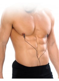 Черные электрические зажимы для сосков Shock Therapy Nipple Clamps - Pipedream - купить с доставкой в Коломне