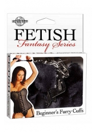 Меховые чёрные наручники Beginner s Furry Cuffs - Pipedream - купить с доставкой в Коломне