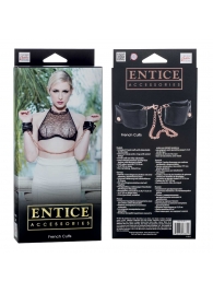 Черные мягкие наручники Entice French Cuffs с цепью - California Exotic Novelties - купить с доставкой в Коломне