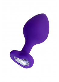 Фиолетовая анальная втулка Diamond Heart с прозрачным кристаллом - 8 см. - ToyFa - купить с доставкой в Коломне