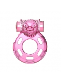 Розовое эрекционное кольцо с вибрацией Pink Bear - Baile - в Коломне купить с доставкой