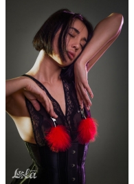 Зажимы на соски с красным пухом Euphoric - Lola Games - купить с доставкой в Коломне