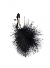 Зажимы на соски с черным пухом Euphoric - Lola Games - купить с доставкой в Коломне