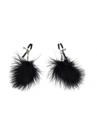 Зажимы на соски с черным пухом Euphoric - Lola Games - купить с доставкой в Коломне