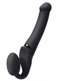 Черный безремневой вибрострапон Silicone Bendable Strap-On M - Strap-on-me - купить с доставкой в Коломне