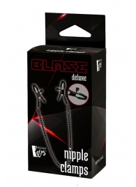 Черные зажимы на соски на цепочке BLAZE DELUXE NIPPLE CLAMPS - Dream Toys - купить с доставкой в Коломне