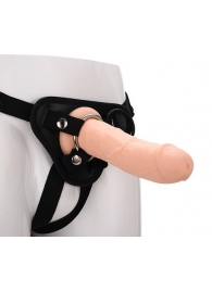 Черные трусики с телесной насадкой STRAP ON REAL DILDO - 21 см. - Dream Toys - купить с доставкой в Коломне