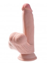 Телесный фаллоимитатор на присоске 7 Triple Density с подвижной мошонкой - 17,8 см. - Pipedream