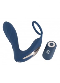 Синий вибростимулятор простаты с кольцом - 14,5 см. - Orion - в Коломне купить с доставкой