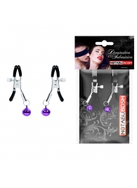 Оригинальные зажимы на соски с фиолетовыми шариками - Notabu - купить с доставкой в Коломне