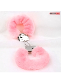 Металлические наручники с мягкой нежно-розовой опушкой - Notabu - купить с доставкой в Коломне