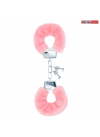 Металлические наручники с мягкой нежно-розовой опушкой - Notabu - купить с доставкой в Коломне