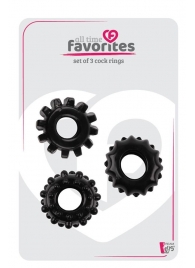 Набор из 3 черных эрекционных колец SET OF 3 COCKRINGS - Dream Toys - в Коломне купить с доставкой