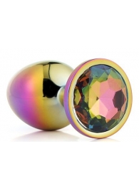 Голографическая анальная втулка с радужным кристаллом - 7,1 см. - Dream Toys - купить с доставкой в Коломне