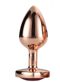 Золотистая анальная втулка с кристаллом-сердечком розового цвета - 7,1 см. - Dream Toys - купить с доставкой в Коломне