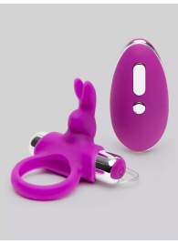 Лиловое виброкольцо с пультом ДУ Remote Control Cock Ring - Happy Rabbit - в Коломне купить с доставкой