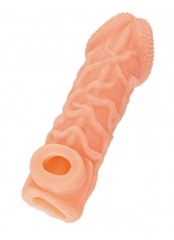 Телесная закрытая насадка с венками Cock Sleeve Size S - 13,8 см. - KOKOS - в Коломне купить с доставкой