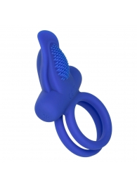 Синее перезаряжаемое эрекционное кольцо Silicone Rechargeable Dual Pleaser Enhancer - California Exotic Novelties - в Коломне купить с доставкой