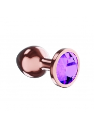 Пробка цвета розового золота с фиолетовым кристаллом Diamond Amethyst Shine S - 7,2 см. - Lola Games - купить с доставкой в Коломне