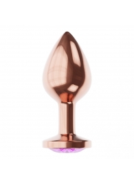 Пробка цвета розового золота с фиолетовым кристаллом Diamond Amethyst Shine S - 7,2 см. - Lola Games - купить с доставкой в Коломне