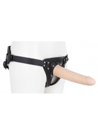 Пустотелый страпон Harness CLASSIC с бандажом - 19,5 см. - LOVETOY (А-Полимер) - купить с доставкой в Коломне