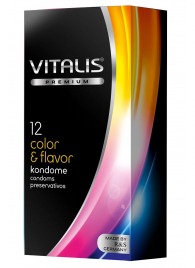 Цветные ароматизированные презервативы VITALIS PREMIUM color   flavor - 12 шт. - Vitalis - купить с доставкой в Коломне