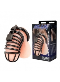 Черная металлическая клетка с замком Deluxe Chastity Cage - BlueLine - купить с доставкой в Коломне