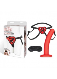 Красный поясной фаллоимитатор Red Heart Strap on Harness   5in Dildo Set - 12,25 см. - Lux Fetish - купить с доставкой в Коломне