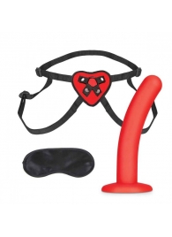 Красный поясной фаллоимитатор Red Heart Strap on Harness   5in Dildo Set - 12,25 см. - Lux Fetish - купить с доставкой в Коломне