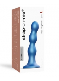 Голубая насадка Strap-On-Me Dildo Plug Balls size L - Strap-on-me - купить с доставкой в Коломне